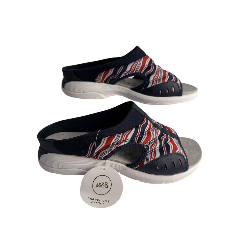 Easy Spirit Womens Traciee 2 Red White Blue Slip on Mules Shoes 7 Wide NWOT - Picture 5 of 10